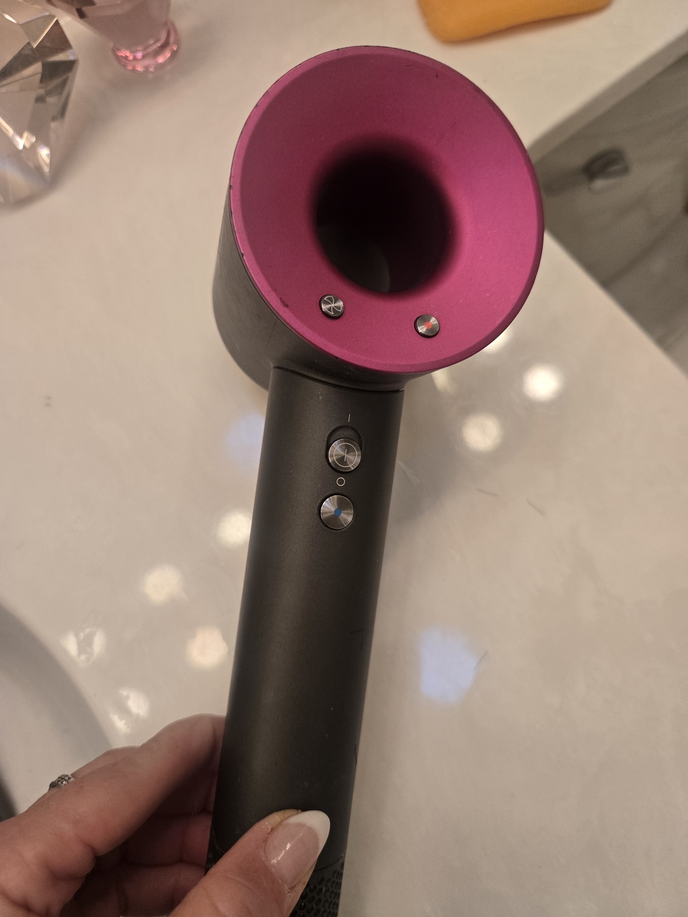 Dyson Slim Gun Metal  & Pink Hair Dryer - Modern Funnel Design